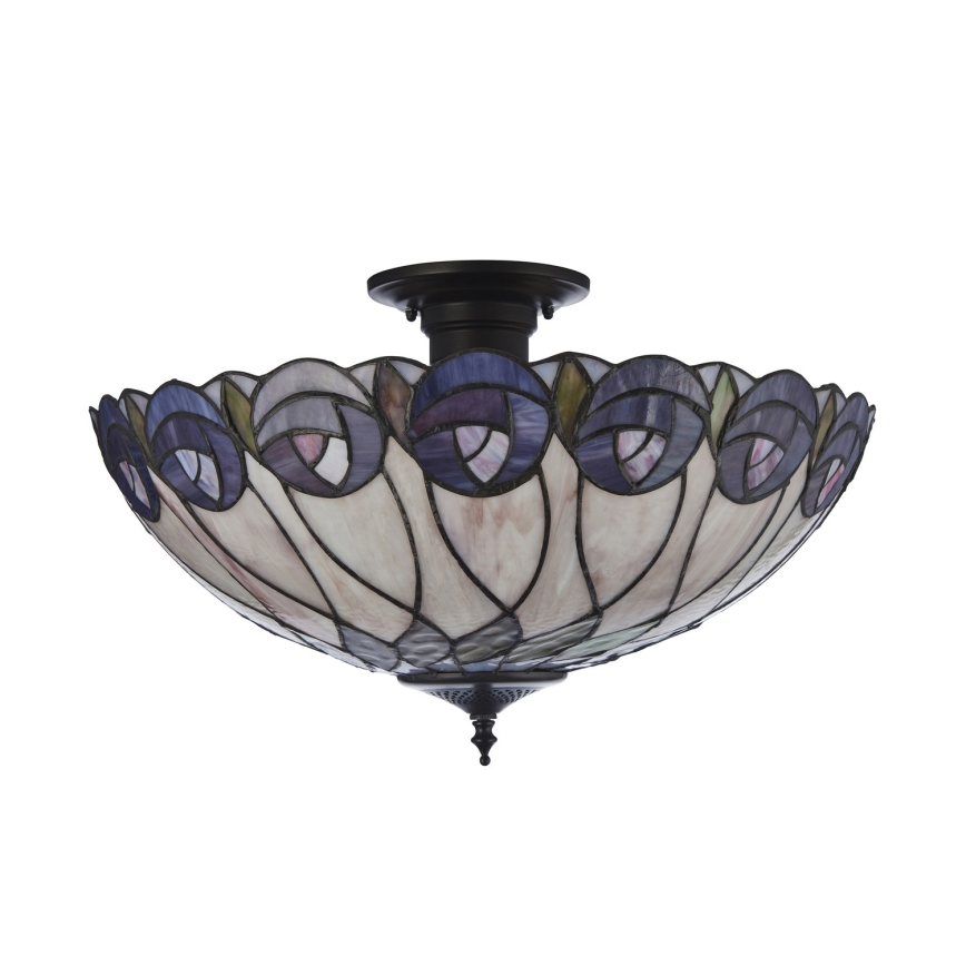 Endon 111906 - Przysufitowy żyrandol Tiffany HUTCHINSON 3xE27/10W/230V śr. 50 cm