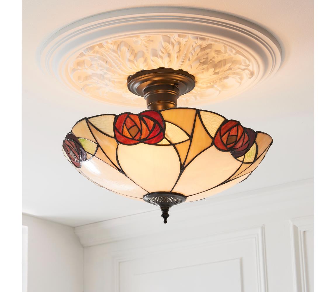 Endon 111907 - Przysufitowy żyrandol Tiffany INGRAM 3xE27/10W/230V śr. 45 cm