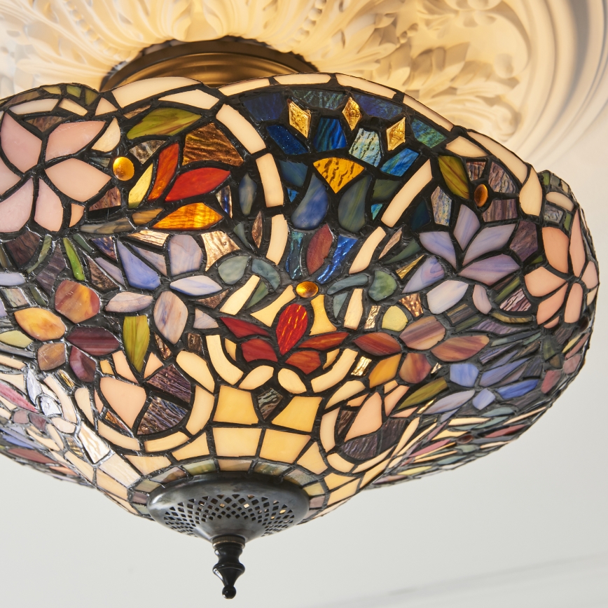 Endon 111915 - Przysufitowy żyrandol Tiffany SULLIVAN 3xE27/10W/230V śr. 40 cm