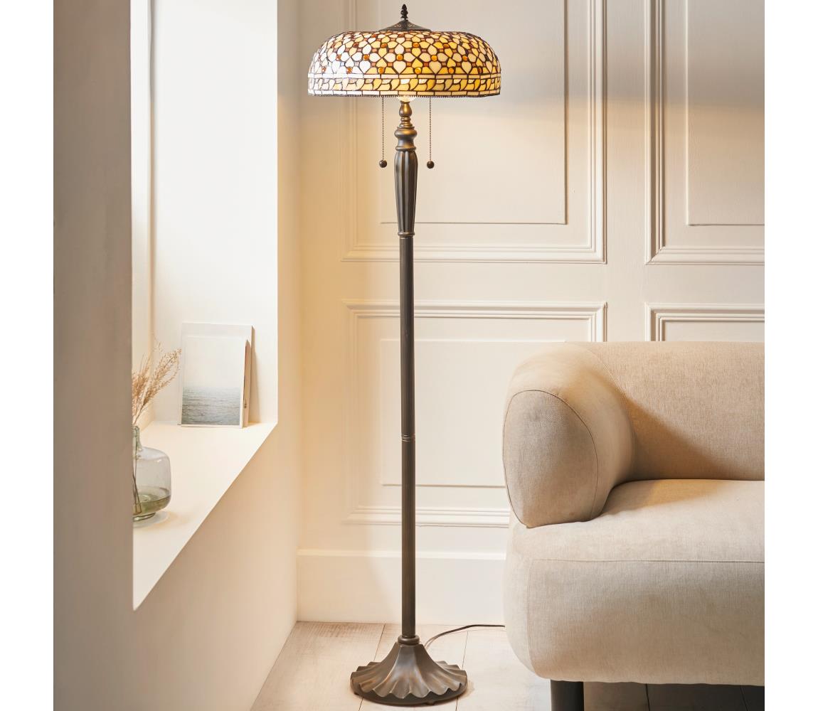 Endon 111921 - Lampa stojąca Tiffany MILLE FEUX 2xE27/10W/230V śr. 45 cm