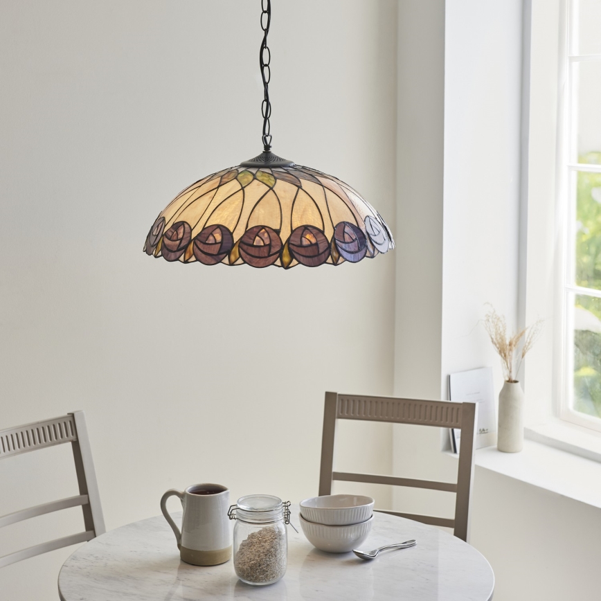 Endon 111985 - Żyrandol na łańcuchu Tiffany HUTCHINSON 3xE27/10W/230V, średnica 50 cm