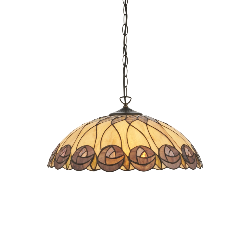 Endon 111985 - Żyrandol na łańcuchu Tiffany HUTCHINSON 3xE27/10W/230V, średnica 50 cm