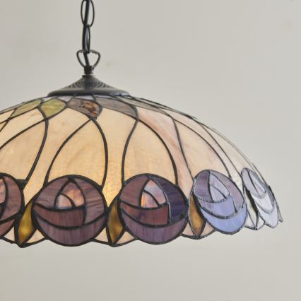 Endon 111985 - Żyrandol na łańcuchu Tiffany HUTCHINSON 3xE27/10W/230V, średnica 50 cm