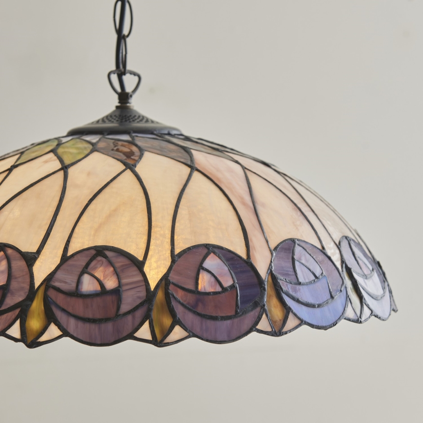 Endon 111985 - Żyrandol na łańcuchu Tiffany HUTCHINSON 3xE27/10W/230V, średnica 50 cm