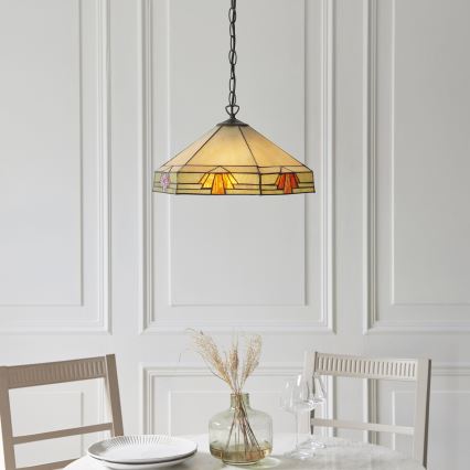 Endon 111989 - Żyrandol na łańcuchu Tiffany NEVADA 3xE27/10W/230V śr. 40 cm
