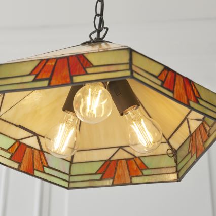 Endon 111989 - Żyrandol na łańcuchu Tiffany NEVADA 3xE27/10W/230V śr. 40 cm