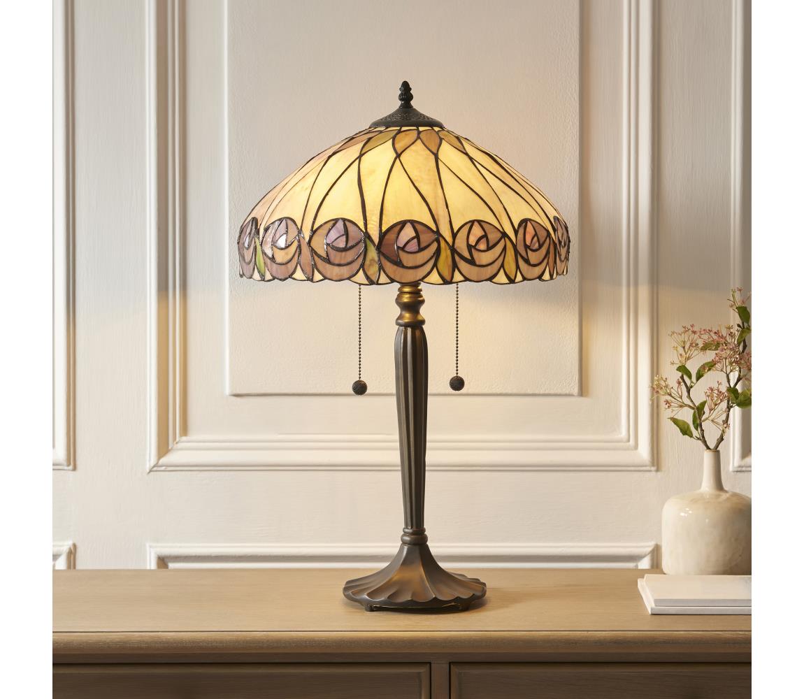 Endon 112184 - Lampa stołowa Tiffany HUTCHINSON 2xE27/10W/230V śr. 40 cm