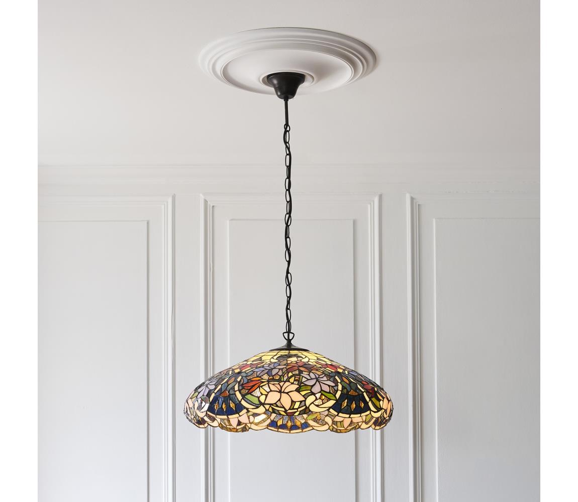 Endon 112193 - Żyrandol na łańcuchu Tiffany SULLIVAN 3xE27/60W/230V śr. 57 cm