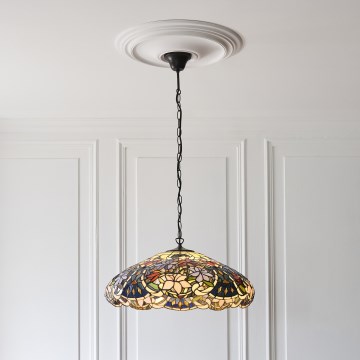 Endon 112193 - Żyrandol na łańcuchu Tiffany SULLIVAN 3xE27/60W/230V śr. 57 cm