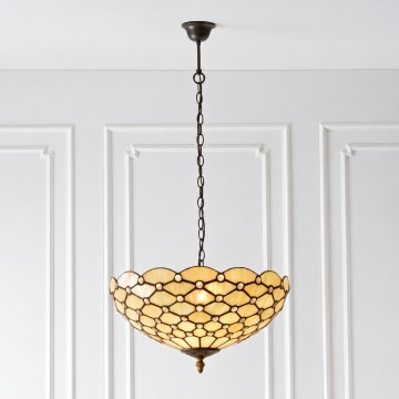 Endon 112226 - Żyrandol na łańcuchu Tiffany PEARL 1xE27/10W/230V śr. 45 cm