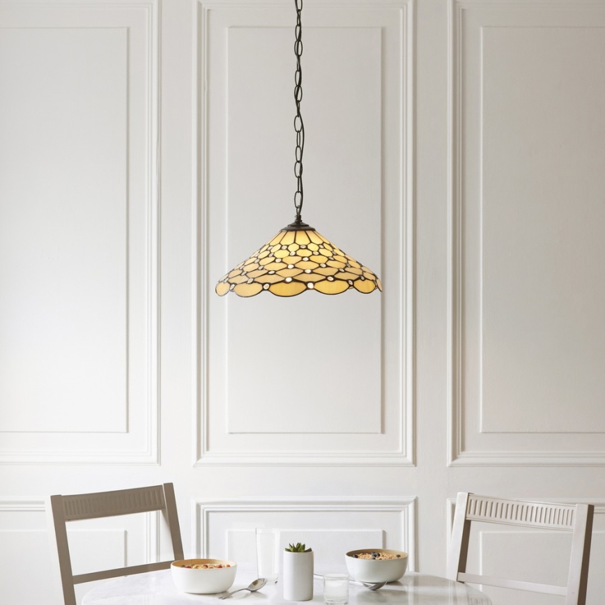Endon 112226 - Żyrandol na łańcuchu Tiffany PEARL 1xE27/10W/230V śr. 45 cm