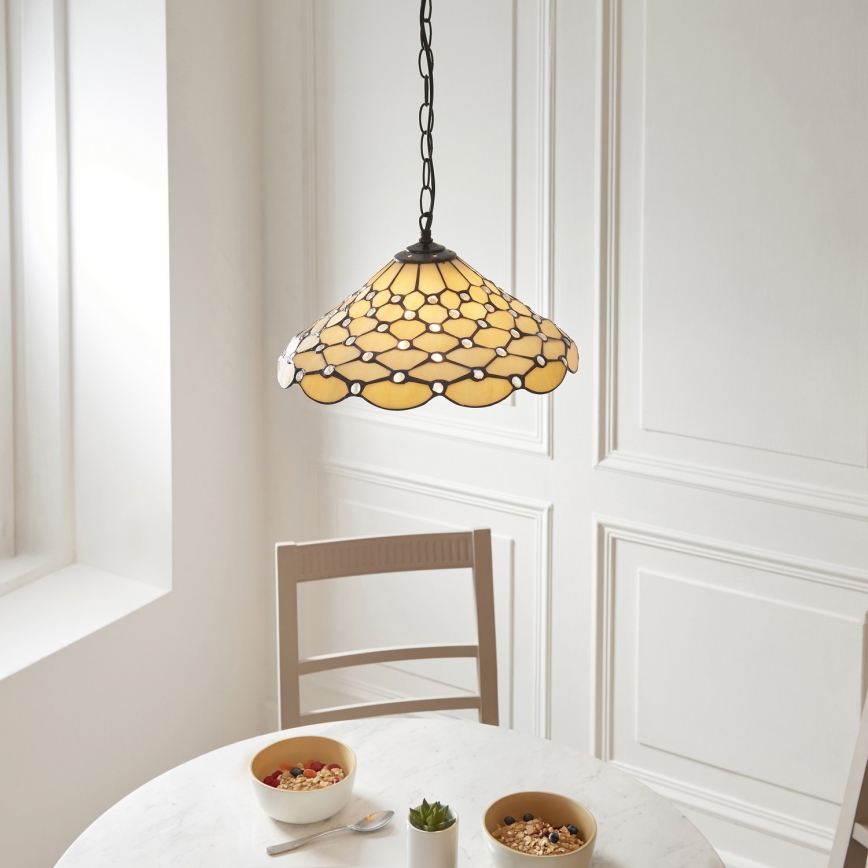 Endon 112226 - Żyrandol na łańcuchu Tiffany PEARL 1xE27/10W/230V śr. 45 cm