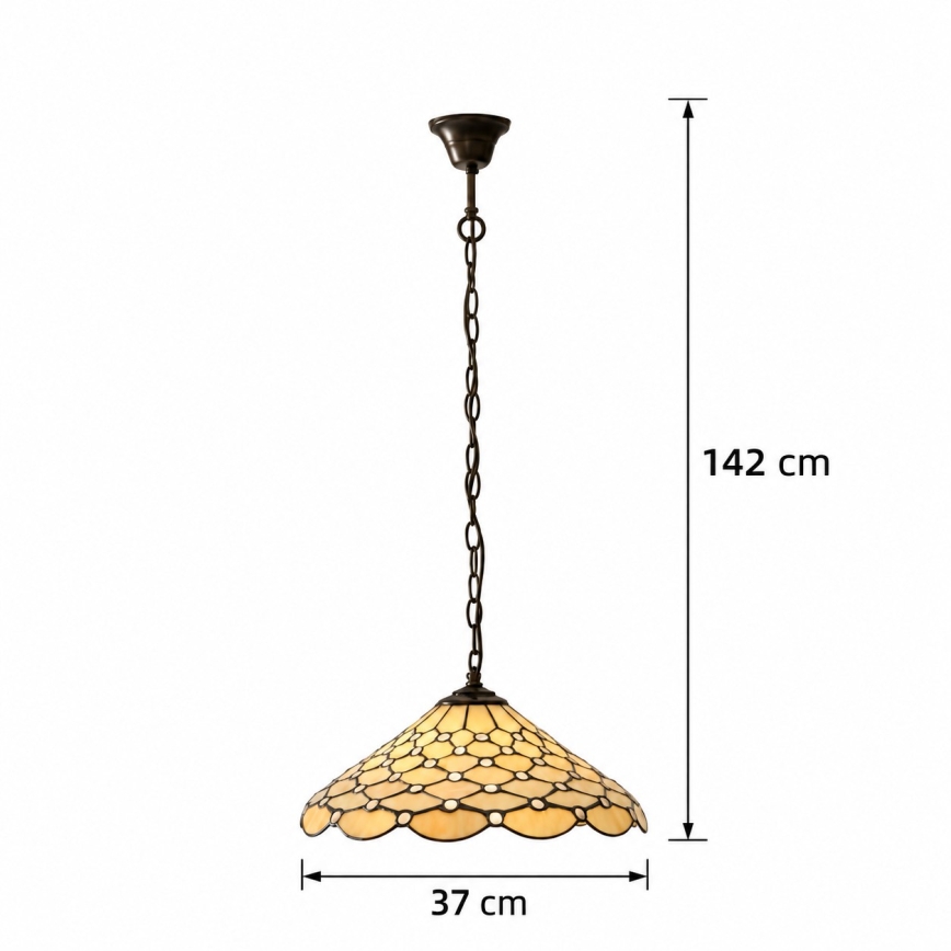 Endon 112226 - Żyrandol na łańcuchu Tiffany PEARL 1xE27/10W/230V śr. 45 cm