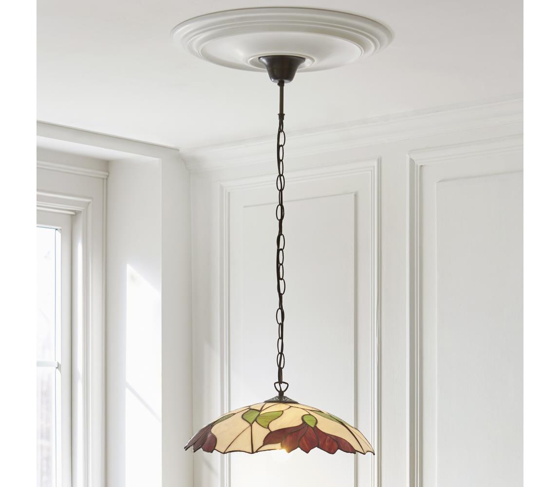 Endon 112246 - Żyrandol Tiffany BOTANICA na łańcuchu 1xE27/60W/230V śr. 45 cm