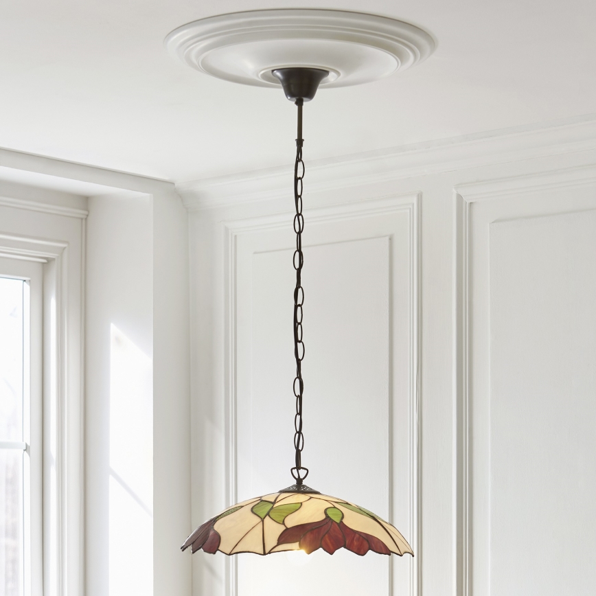 Endon 112246 - Żyrandol Tiffany BOTANICA na łańcuchu 1xE27/60W/230V śr. 45 cm