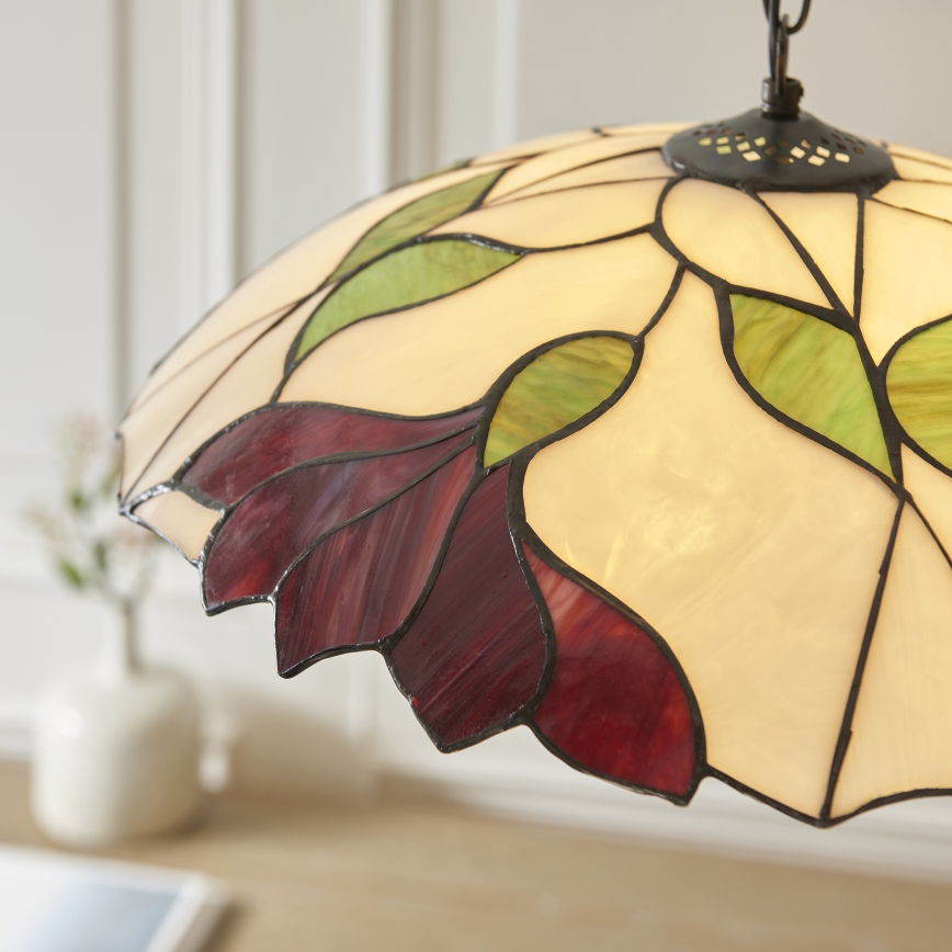 Endon 112246 - Żyrandol Tiffany BOTANICA na łańcuchu 1xE27/60W/230V śr. 45 cm