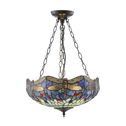 Endon 112250 - Żyrandol na łańcuchu Tiffany DRAGONFLY 3xE27/60W/230V o średnicy 50 cm