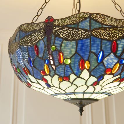 Endon 112250 - Żyrandol na łańcuchu Tiffany DRAGONFLY 3xE27/60W/230V o średnicy 50 cm