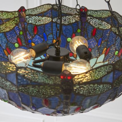 Endon 112250 - Żyrandol na łańcuchu Tiffany DRAGONFLY 3xE27/60W/230V o średnicy 50 cm