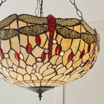 Endon 112251 - Żyrandol na łańcuchu Tiffany DRAGONFLY 3xE27/60W/230V śr. 50 cm
