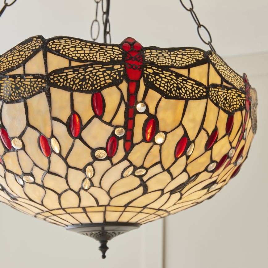 Endon 112251 - Żyrandol na łańcuchu Tiffany DRAGONFLY 3xE27/60W/230V śr. 50 cm