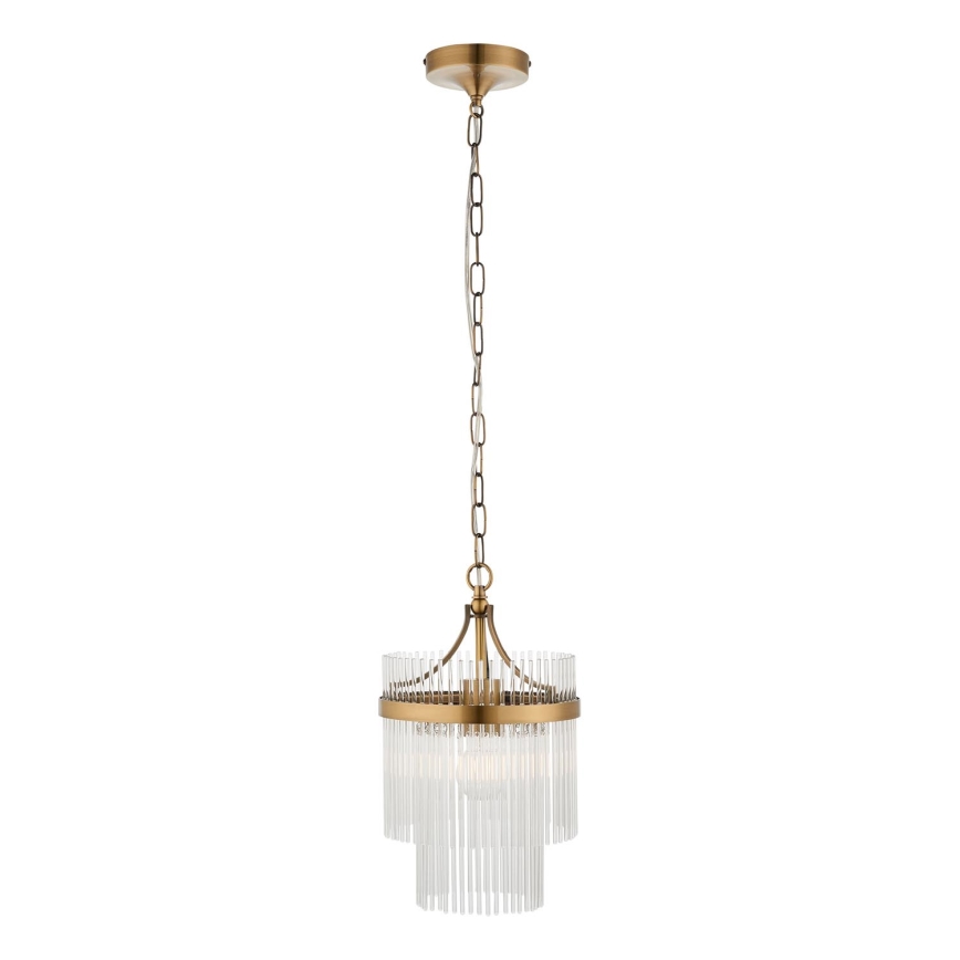 Endon 112572 - Żyrandol na łańcuchu MARIETTA 1xE27/10W/230V mosiądz/przezroczysty
