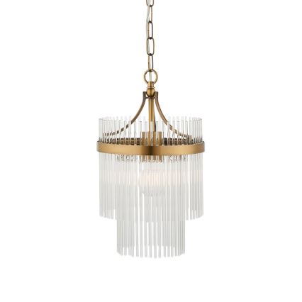 Endon 112572 - Żyrandol na łańcuchu MARIETTA 1xE27/10W/230V mosiądz/przezroczysty