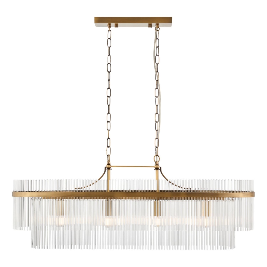 Endon 112573 - Żyrandol na łańcuchu MARIETTA 4xE14/6W/230V mosiądz/przezroczysty