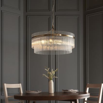 Endon 112574 - Żyrandol na łańcuchu MARIETTA GRAND 7xE14/7W/230V mosiężny/przezroczysty