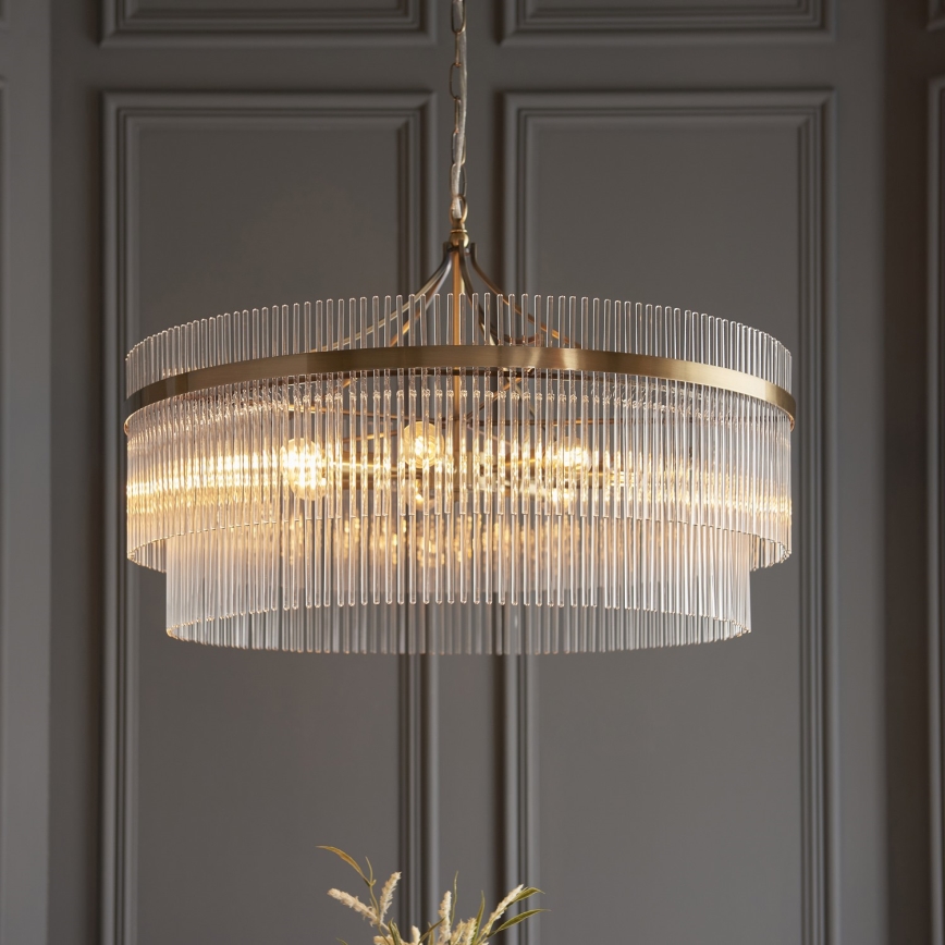 Endon 112574 - Żyrandol na łańcuchu MARIETTA GRAND 7xE14/7W/230V mosiężny/przezroczysty