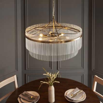 Endon 112574 - Żyrandol na łańcuchu MARIETTA GRAND 7xE14/7W/230V mosiężny/przezroczysty