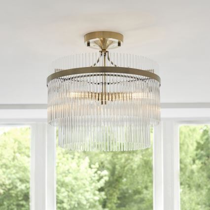 Endon 112575 - Żyrandol natynkowy MARIETTA 3xE14/7W/230V mosiądz/przezroczysty