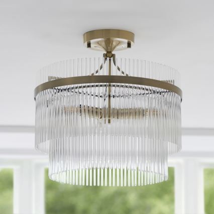 Endon 112575 - Żyrandol natynkowy MARIETTA 3xE14/7W/230V mosiądz/przezroczysty