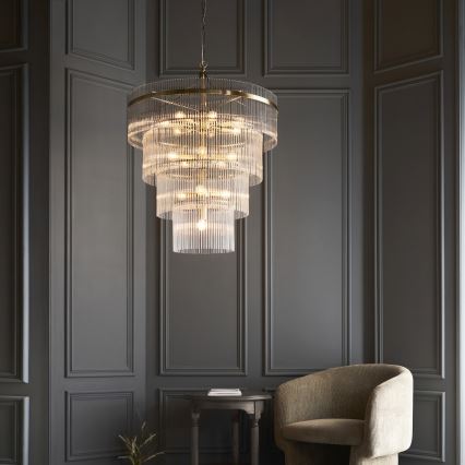 Endon 112576 - Żyrandol na łańcuchu MARIETTA 16xE14/6W/230V mosiądz/przezroczysty