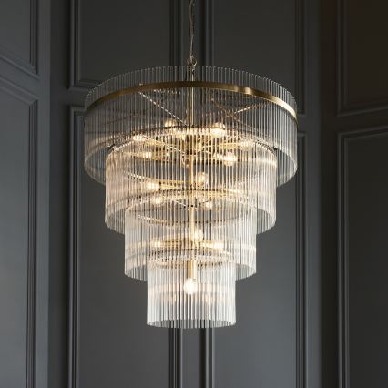 Endon 112576 - Żyrandol na łańcuchu MARIETTA 16xE14/6W/230V mosiądz/przezroczysty