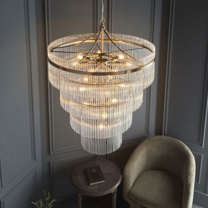 Endon 112576 - Żyrandol na łańcuchu MARIETTA 16xE14/6W/230V mosiądz/przezroczysty