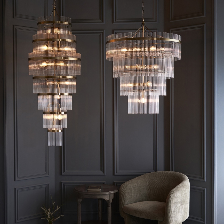 Endon 112576 - Żyrandol na łańcuchu MARIETTA 16xE14/6W/230V mosiądz/przezroczysty