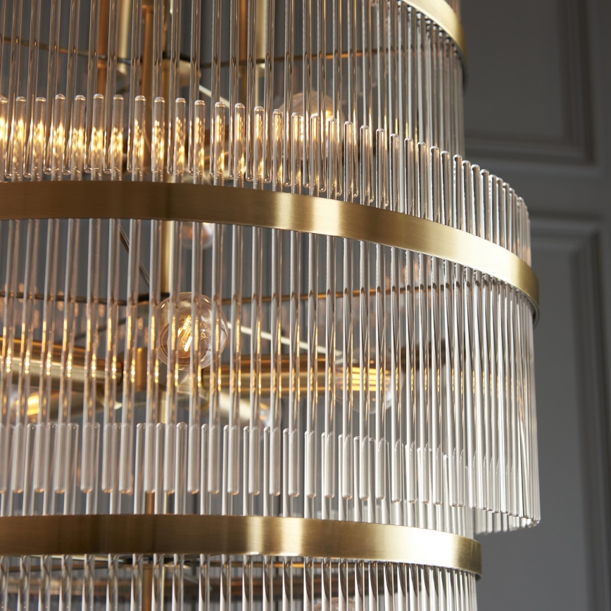 Endon 112793 - Żyrandol na łańcuchu MARIETTA GRAND 21xE14/6W/230V mosiądz/przezroczysty