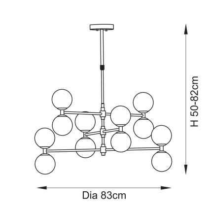 Endon 114041 - Żyrandol na pręcie 12xG9/3,2W/230V złoty