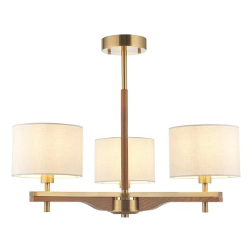 Endon 116993 - Żyrandol na pręcie HEATHCLIFF 3xE14/7W/230V mosiądz/jesion