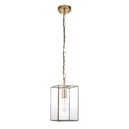 Endon 119142 - Żyrandol na łańcuchu HAMMOND 1xE27/10W/230V 17x17 cm mosiądz
