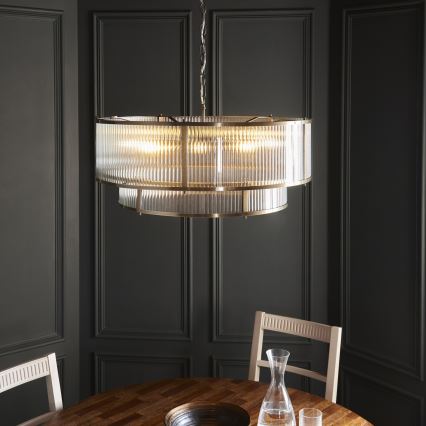 Endon 119456 - Żyrandol na łańcuchu RIDGETON 8xE14/7W/230V mosiądz
