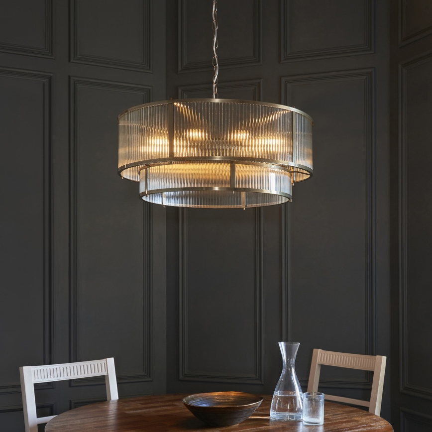 Endon 119456 - Żyrandol na łańcuchu RIDGETON 8xE14/7W/230V mosiądz