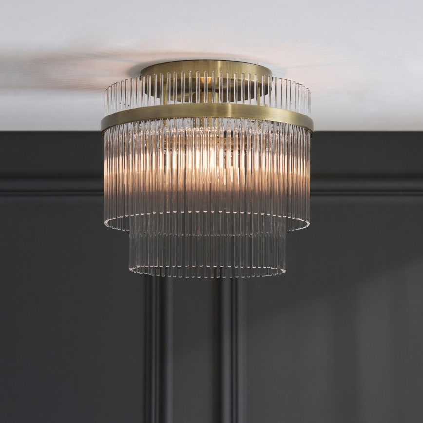 Endon 119492 - Przysufitowy żyrandol MARIETTA 1xE27/10W/230V mosiądz/przezroczyste