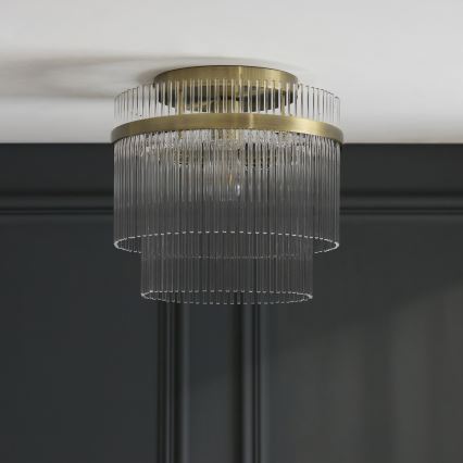 Endon 119492 - Przysufitowy żyrandol MARIETTA 1xE27/10W/230V mosiądz/przezroczyste