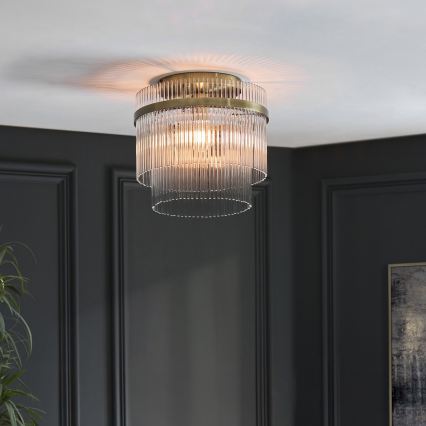 Endon 119492 - Przysufitowy żyrandol MARIETTA 1xE27/10W/230V mosiądz/przezroczyste