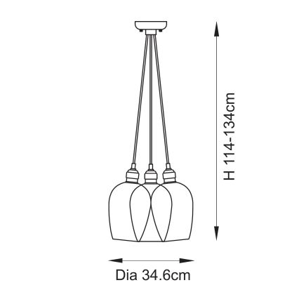 Endon 120644 - Żyrandol na lince 3xE27/10W/230V chrom błyszczący
