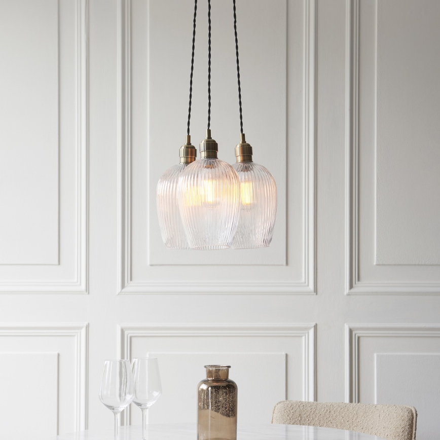 Endon 120656 - Żyrandol na linkach 3xE27/10W/230V mosiądz