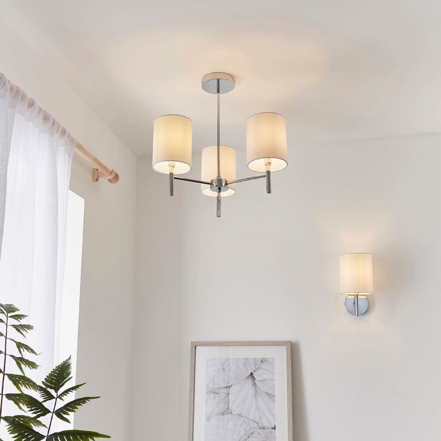 Endon 56642 - Żyrandol na drążku BRIO 3xE14/40W/230V chrom błyszczący/biały