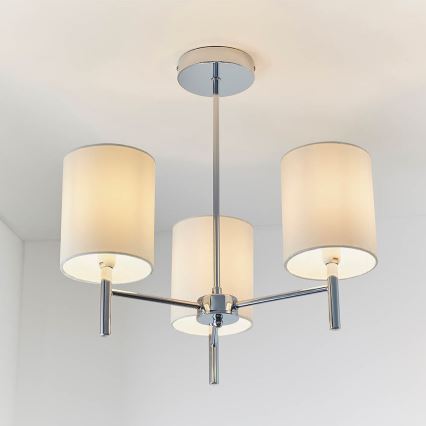 Endon 56642 - Żyrandol na drążku BRIO 3xE14/40W/230V chrom błyszczący/biały